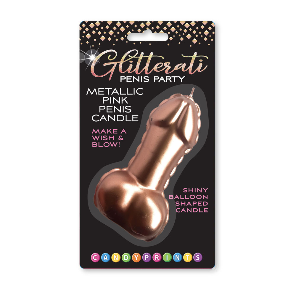 Glitterati Metallic Pink Penis Candle