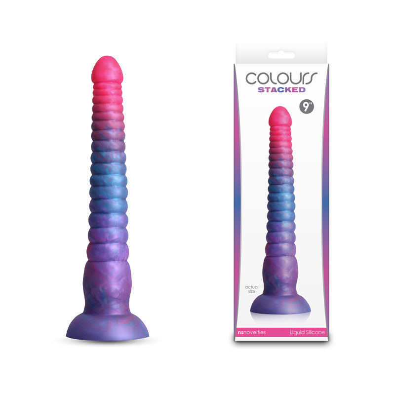 Colours Stacked - 9'' Dildo - Pink/Blue